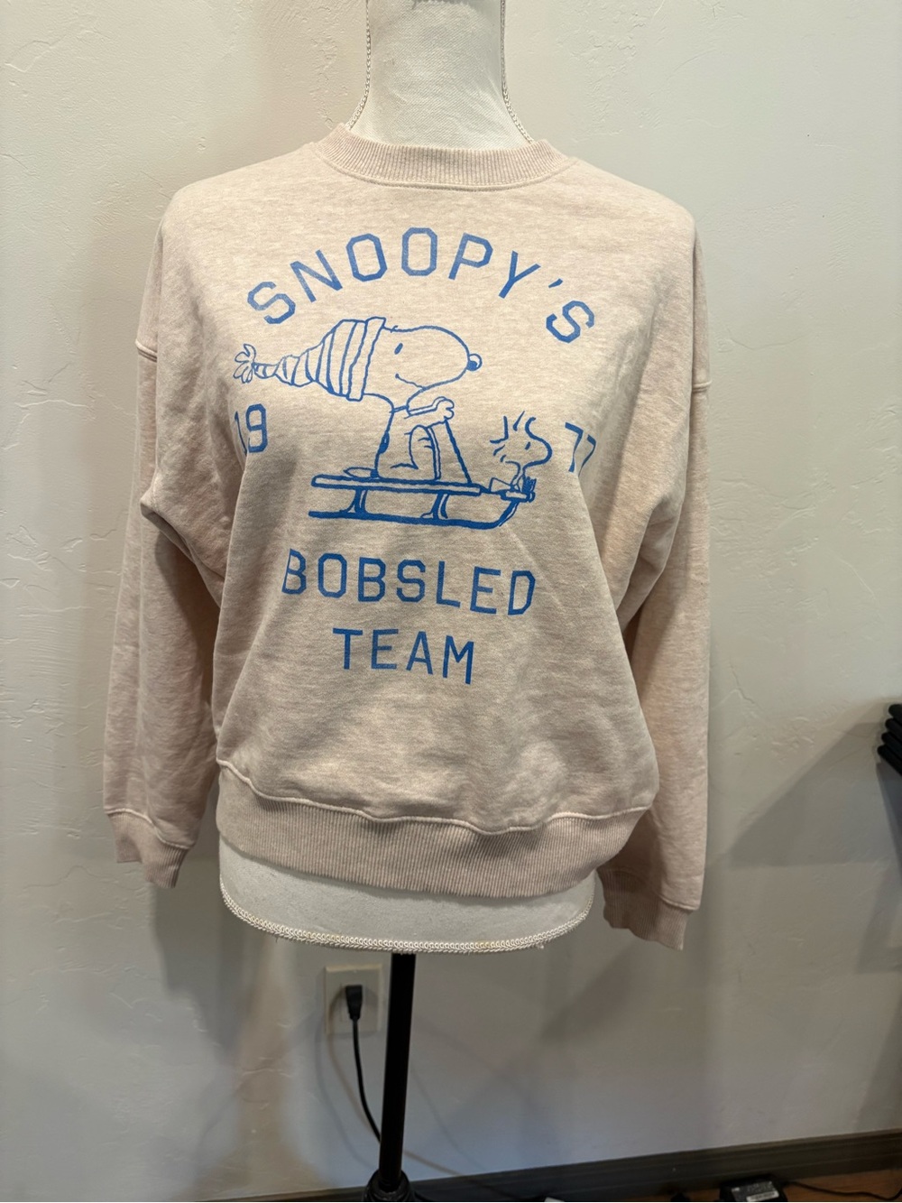 American Eagle Outfitters Snoopy Graphic Crewneck - Beige & Blue